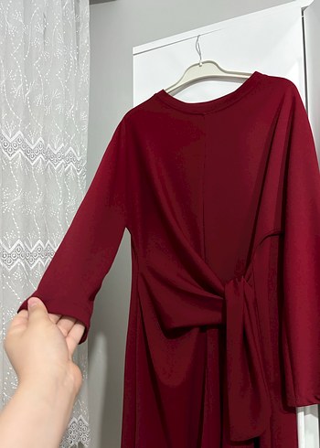 Bağlamalı bordo elbise