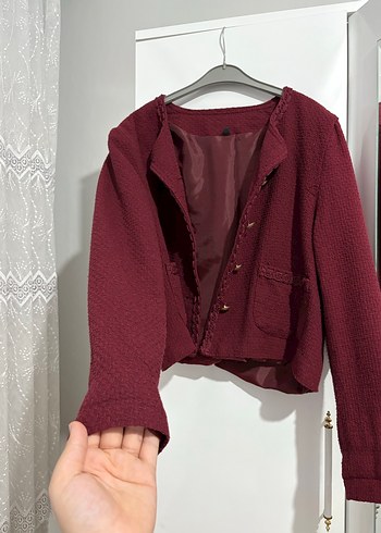 42 Beden bordo Renk Bordo Crop Ceket