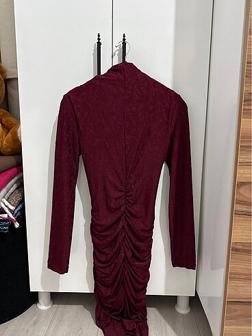 m Beden Bordo elbise