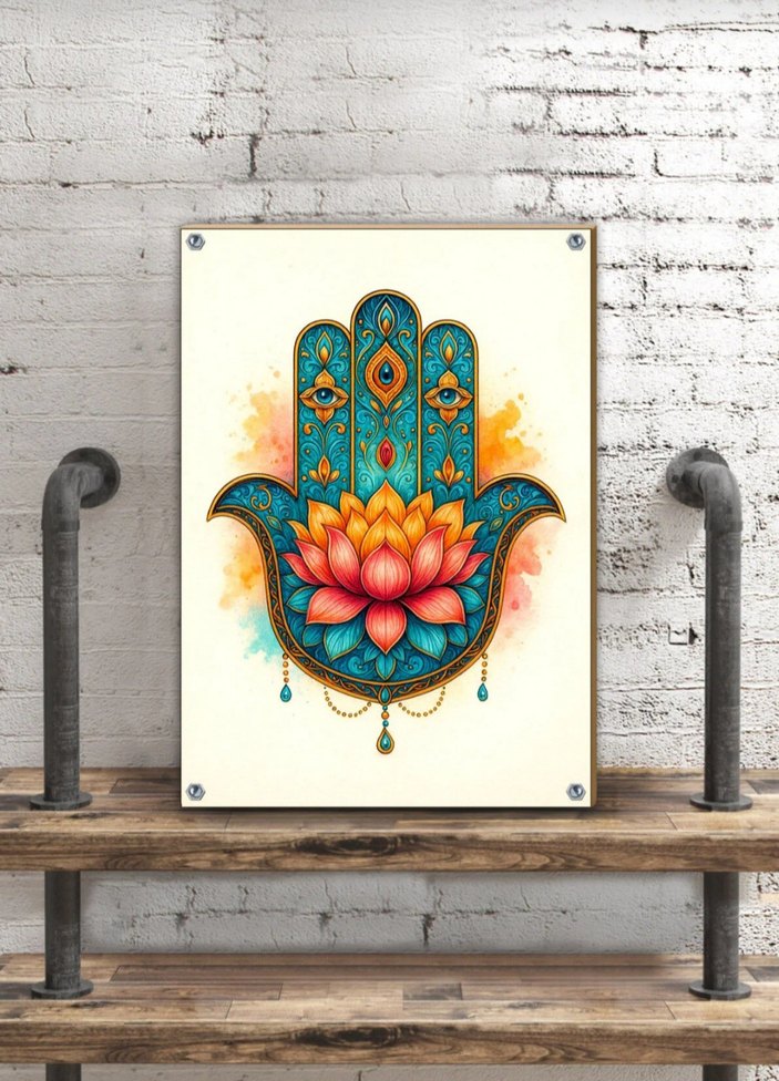Metal Hamsa Desenli Dekoratif Tablo(20×30) - Görsel 2