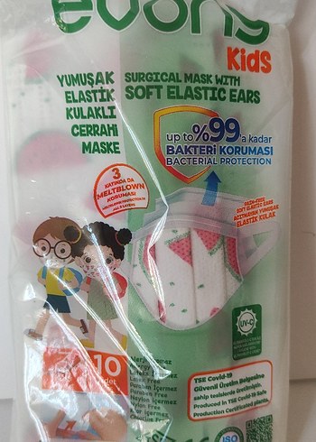 Evony Kids Yumuşak Elastik Kulaklı Cerrahi Maske 10'lu - Görsel 4