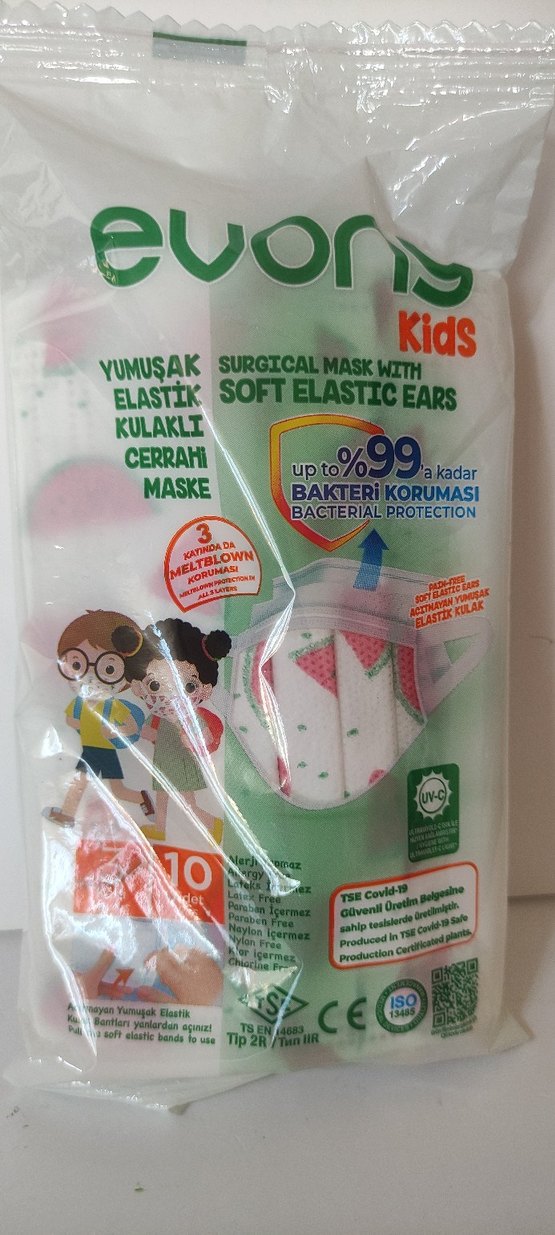 Evony Kids Yumuşak Elastik Kulaklı Cerrahi Maske 10'lu - Görsel 4