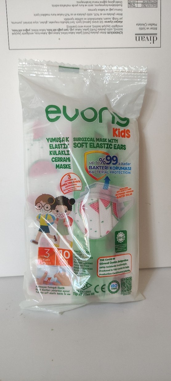 Evony Kids Yumuşak Elastik Kulaklı Cerrahi Maske 10'lu - Görsel 3