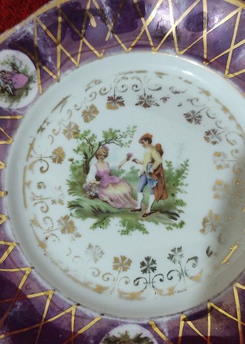 Altın yaldız dekorlu Polonya porselen tabak - Görsel 2