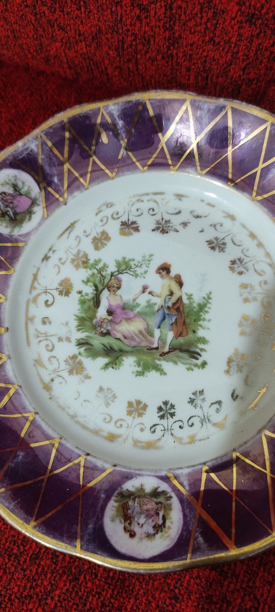 Altın yaldız dekorlu Polonya porselen tabak - Görsel 2