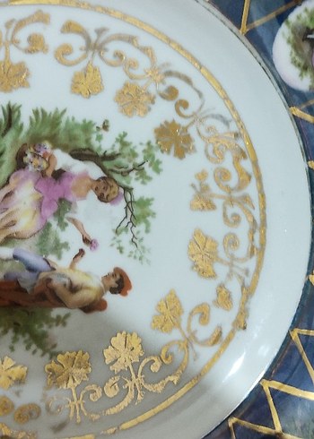 Altın yaldız dekorlu Polonya porselen tabak - Görsel 2