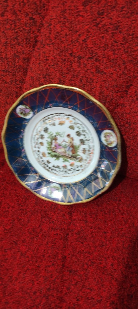 Altın yaldız dekorlu Polonya porselen tabak - Görsel 5