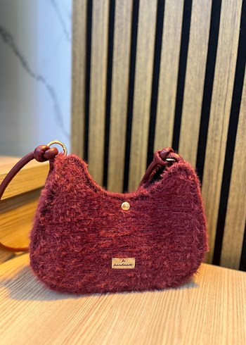 Bordo Örgü Kadın Çanta - Görsel 3