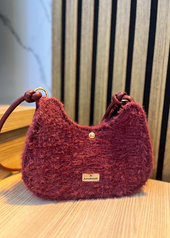 Bordo Örgü Kadın Çanta - Görsel 2