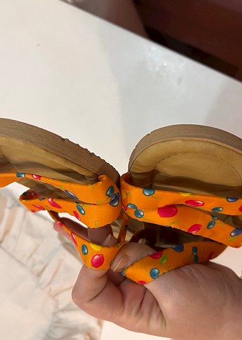 Renkli Bağcıklı Kadın Dolgu Topuk Terlik - Görsel 4