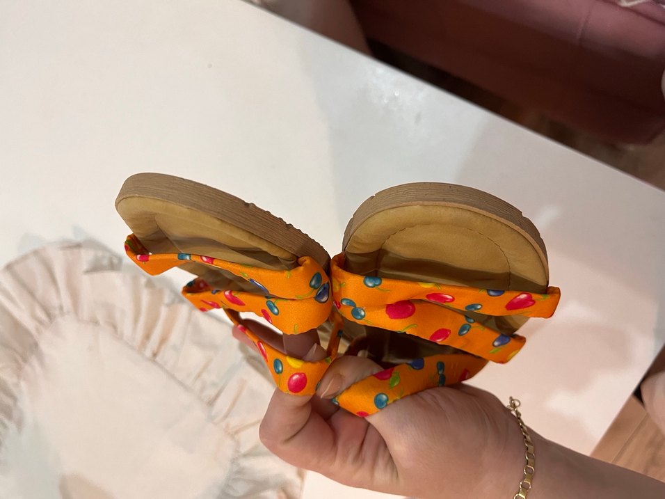 Renkli Bağcıklı Kadın Dolgu Topuk Terlik - Görsel 4