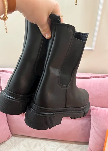 Siyah Kadın Biker Bot, Tokalı, Kalın Topuklu - Görsel 6