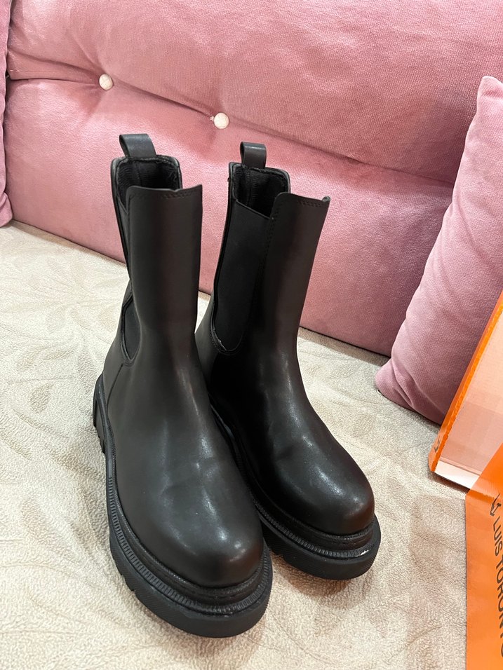 Siyah Kadın Biker Bot, Tokalı, Kalın Topuklu - Görsel 3