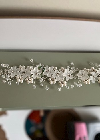 Beyaz Boncuklu Vintage Saç Aksesuarı - Görsel 3