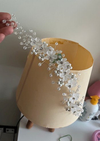 Beyaz Boncuklu Vintage Saç Aksesuarı - Görsel 4