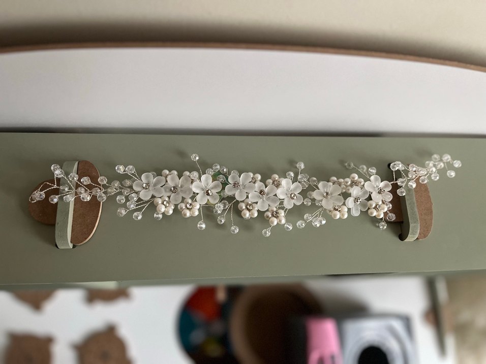 Beyaz Boncuklu Vintage Saç Aksesuarı - Görsel 3