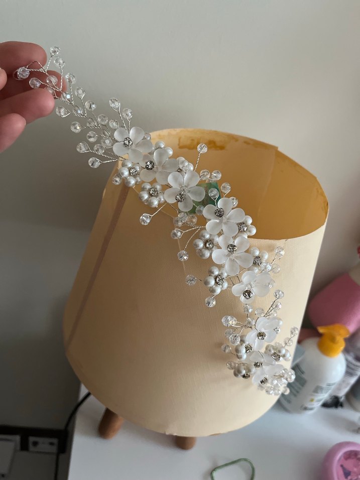 Beyaz Boncuklu Vintage Saç Aksesuarı - Görsel 4