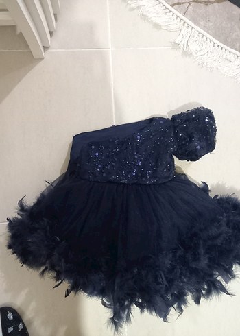 9-12 Ay Beden Diger Siyah Mini Gösterişli Çocuk Abiye Elbise