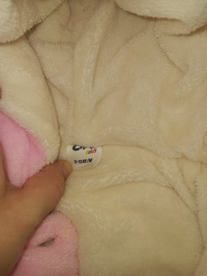 Kız Çocuk Peluş Kapüşonlu Pembe Mont - Görsel 3