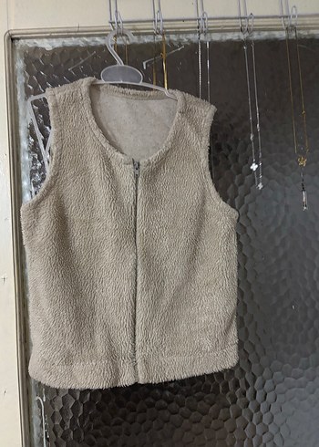 Bej Kısa Kollu Örgü Kadın Yelek