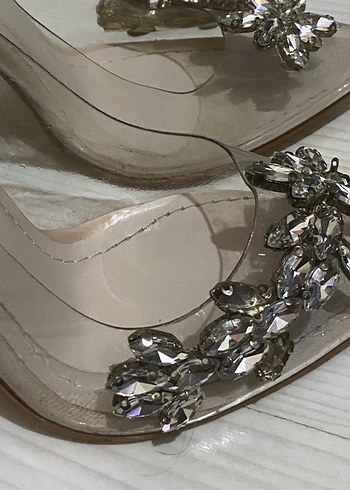 Bej Şeffaf Cam Topuklu Abiye Ayakkabı - Görsel 2