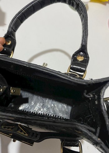 Siyah Yılan Derisi Desenli Kadın Deri Çanta - Görsel 4