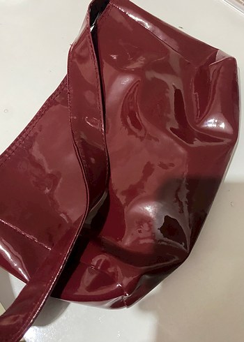 Bordo Parlak Deri Kadın Çanta - Görsel 2