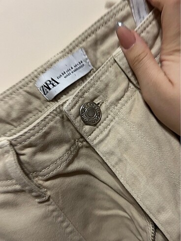 Zara krem rengi kargo pantolon