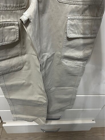 Zara Zara krem rengi kargo pantolon