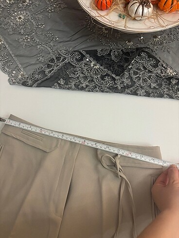 38 Beden ten rengi Renk Mango bej pantalon