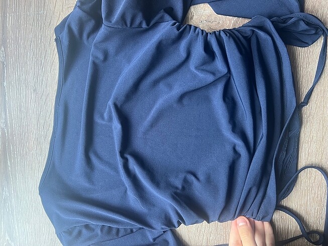 s Beden lacivert Renk Trendyol Yanları Büzgülü Kare Yaka Bluz