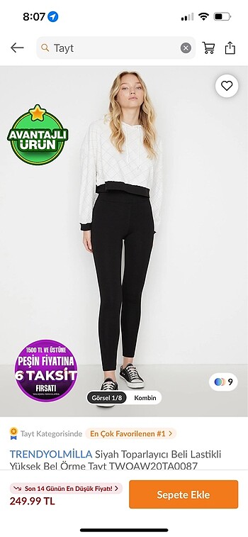 l Beden siyah Renk Trendyolmilla Toparlayıcı Örme Tayt