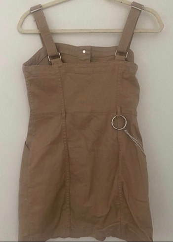 Düğmeli Bej Elbise - Görsel 2