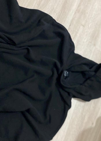 Kadın Siyah Kapüşonlu Basic Sweatshirt - Görsel 3