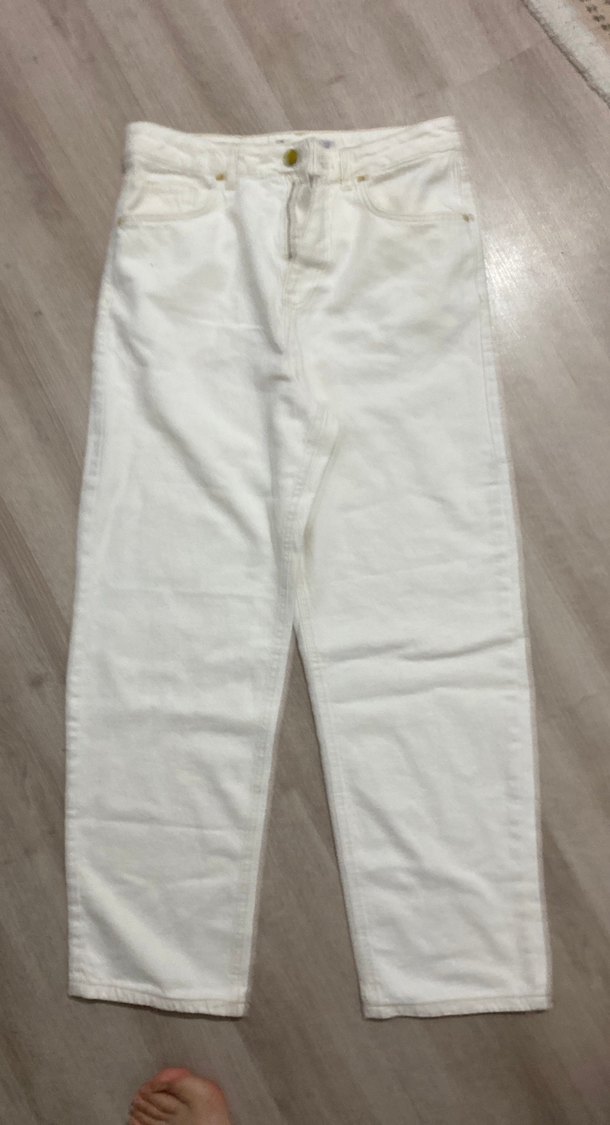 Beyaz Kadın Regular Fit Midi Kot Pantolon - Görsel 2