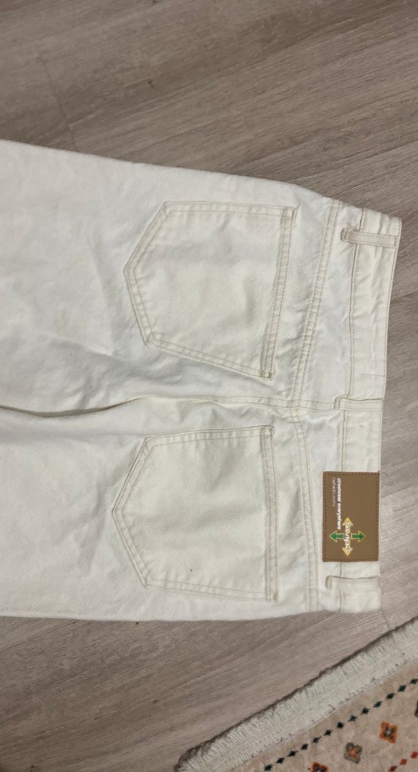 Beyaz Kadın Regular Fit Midi Kot Pantolon - Görsel 5