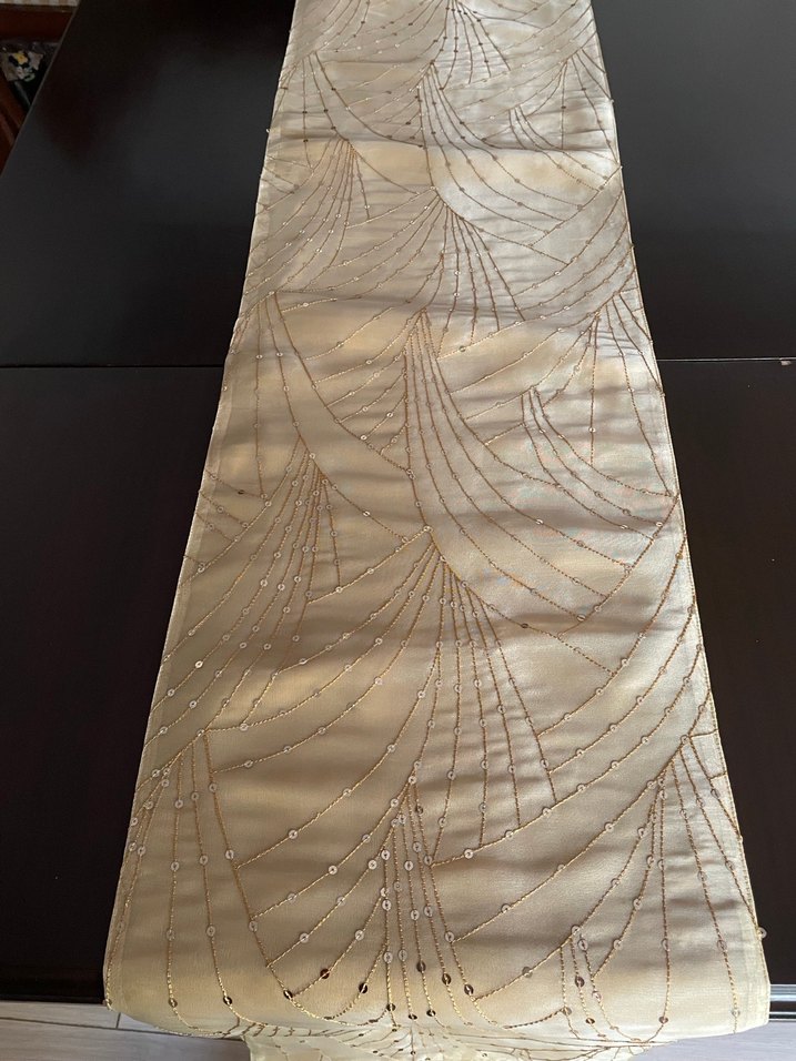 Gold renkte pul İşlemeli Bohem Masa Örtüsü - Görsel 2