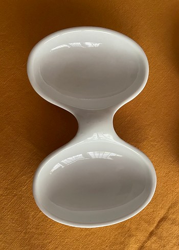 Beyaz Çift Bölmeli Seramik Tabak - Görsel 2