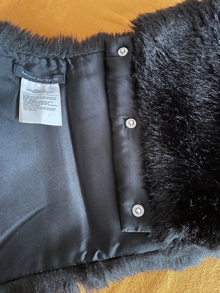 Siyah yapay Kürk Kadın yaka/boyunluk - Görsel 3