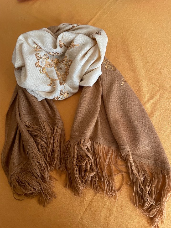 Kadın Bohem Tarzı hardal triko Şal - Görsel 3