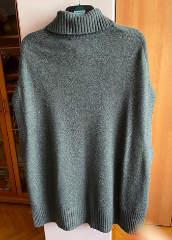 Antrasit yün panço - Görsel 2