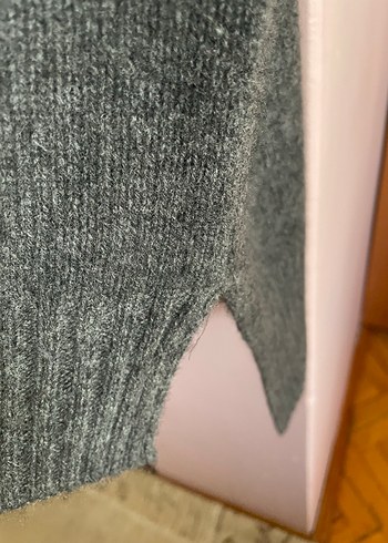 Antrasit yün panço - Görsel 5