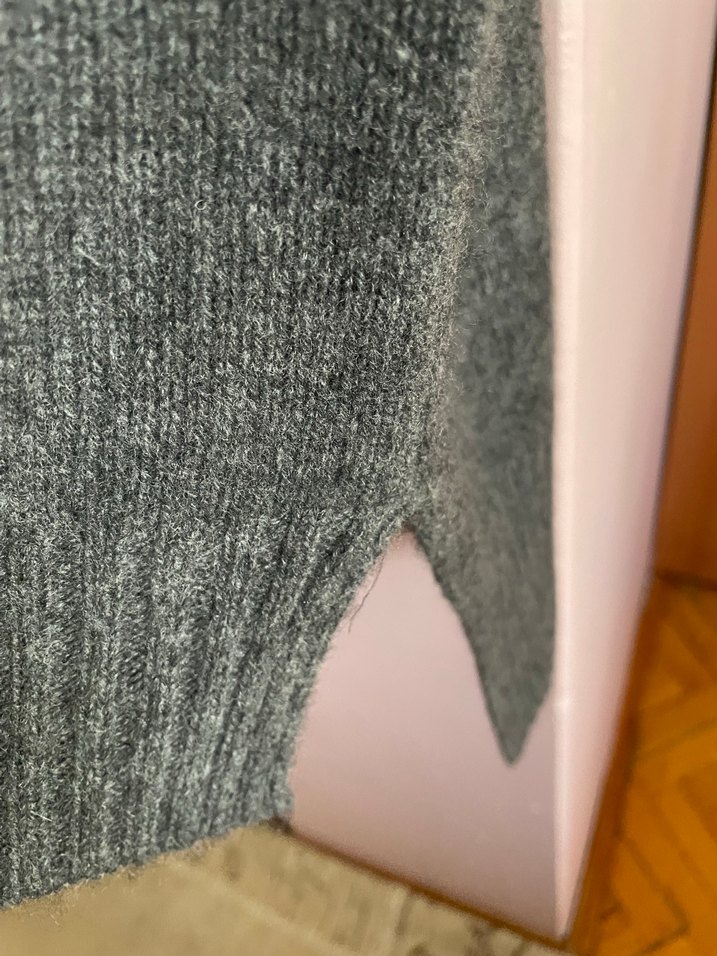 Antrasit yün panço - Görsel 5