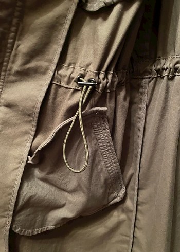 Haki yeşil Oversize uzun parka/kaban - Görsel 8