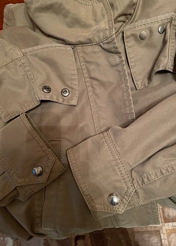 Haki yeşil Oversize uzun parka/kaban - Görsel 4