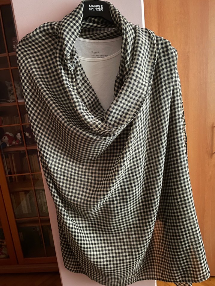 Mango, siyah beyaz kareli Kadın Şal - Görsel 4