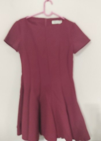 Bordo Kısa Kollu Mini Elbise