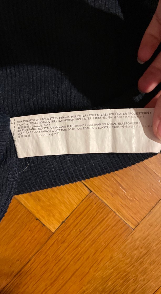 Lacivert omzu açık fırfırlı mango kazak - Görsel 3