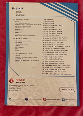10. Sınıf Matematik Soru Kitapçığı - Görsel 2