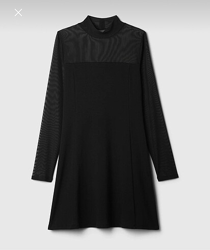 Kolları Transparan siyah elbise - Görsel 2